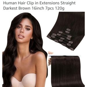 New In The Box Luxurious Dark Brown Clip-In Hair Extensions Sunny HAIR